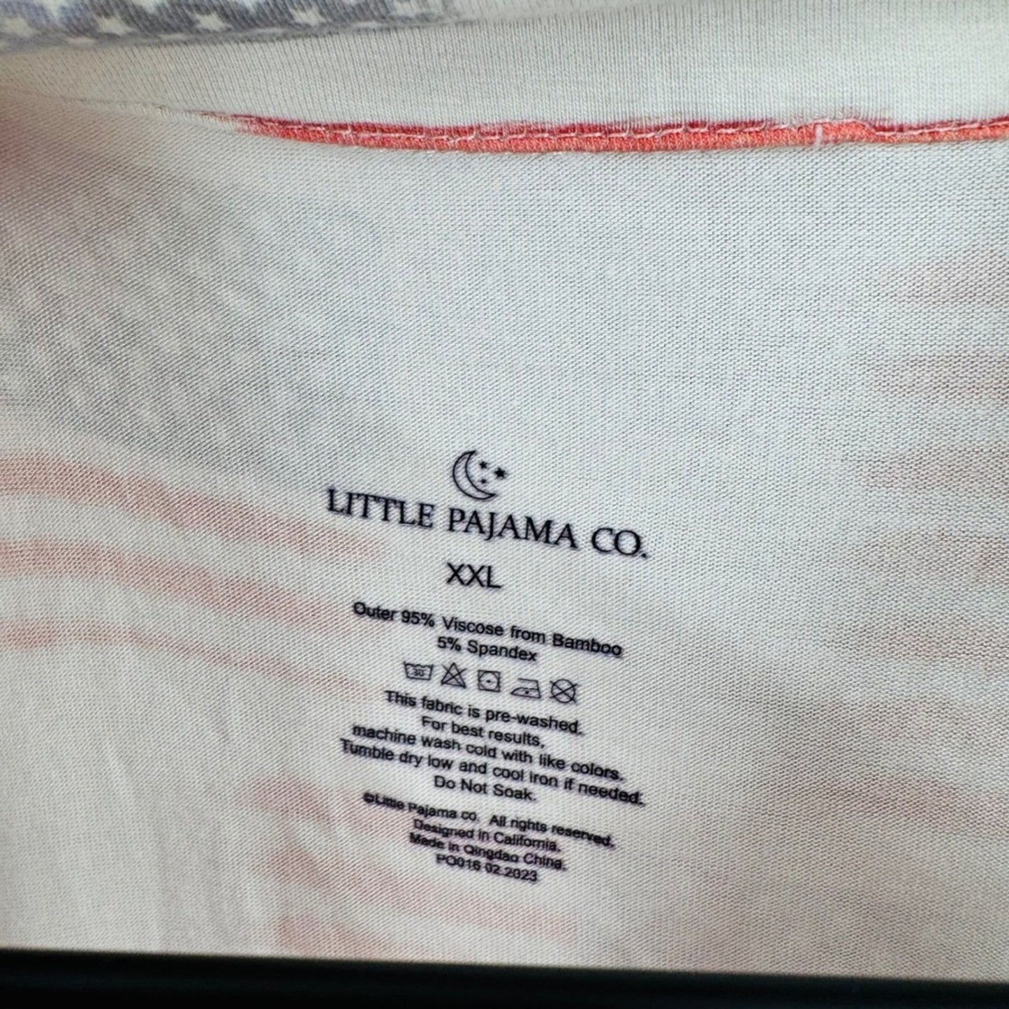 Little Pajama‎ Co. American Flag Sleepwear Set Button Top Shorts XXL Bamboo