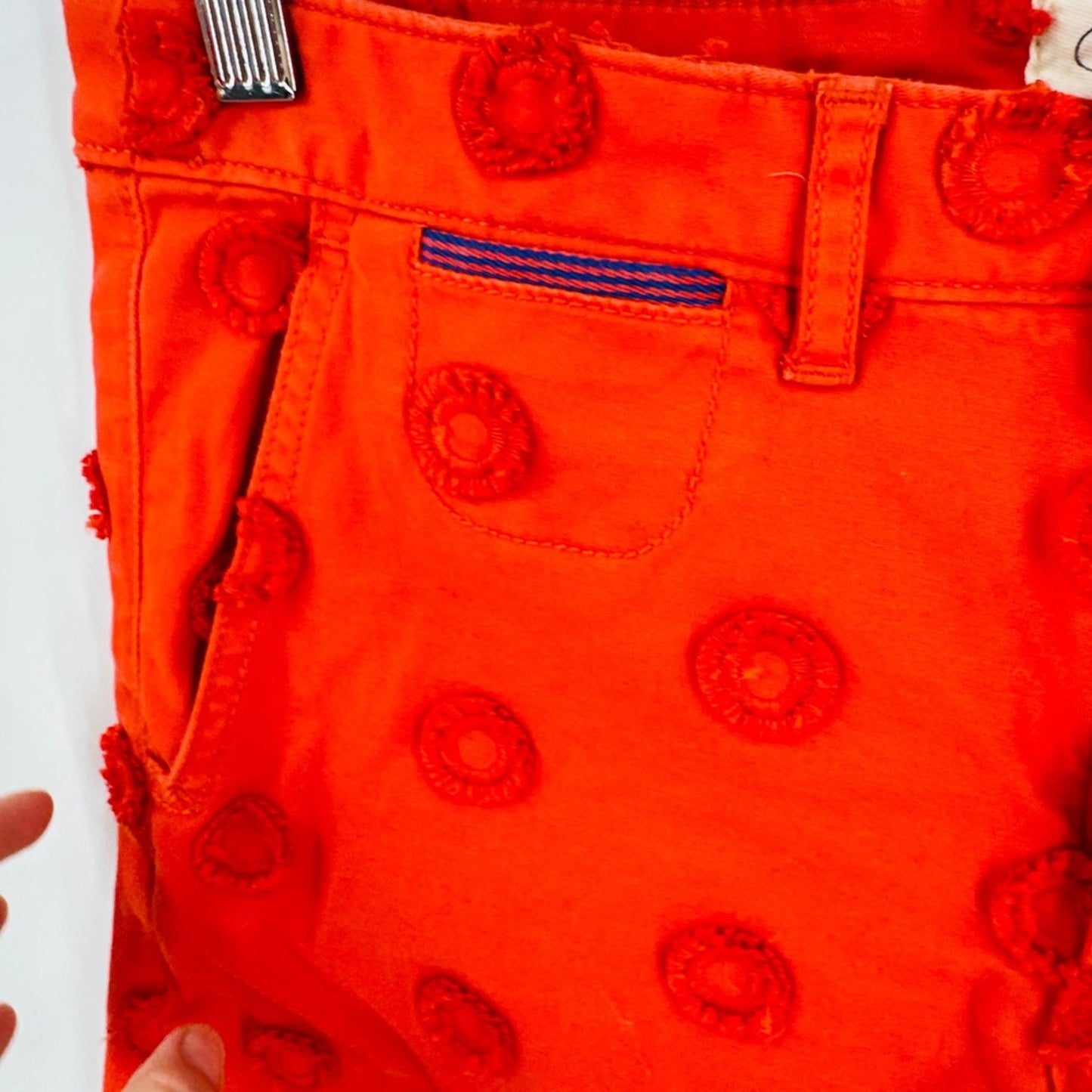 Chino by Anthropologie Relaxed Textured Red Chino‎ Shorts Stretch Frayed Hem 28