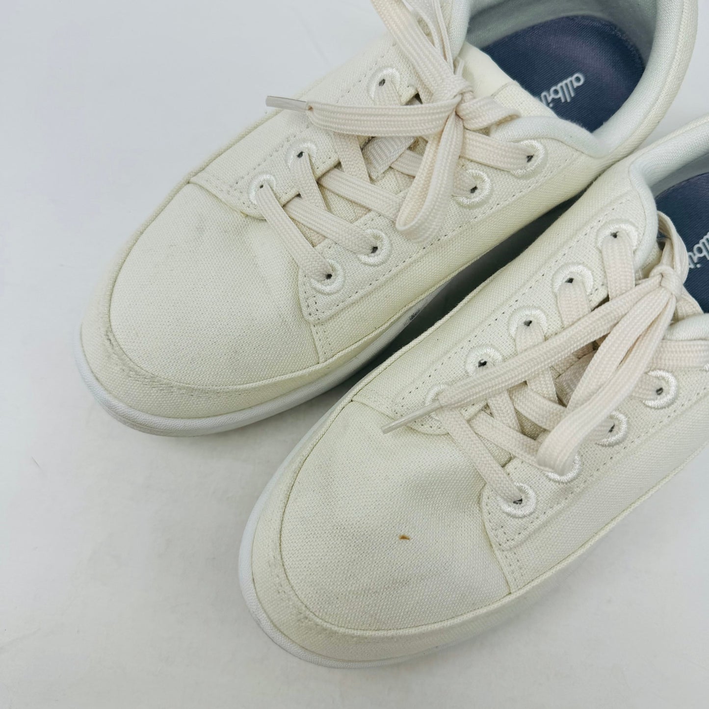 Allbirds Canvas Pacers Sneakers White Eco-Friendly Casual Shoes Lace Up Size 7