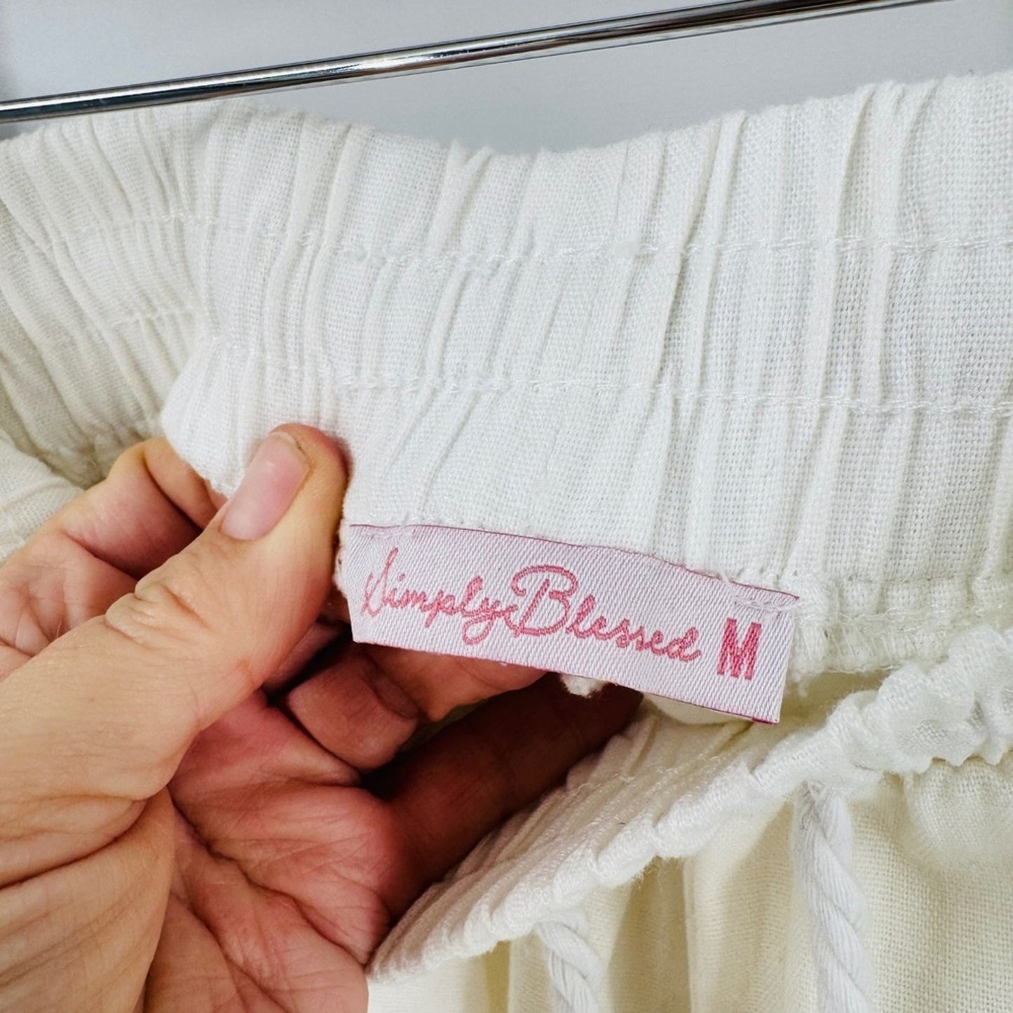 Simply Blessed Linen Blend Jogger Pants Cream Medium Coastal Summer Casual