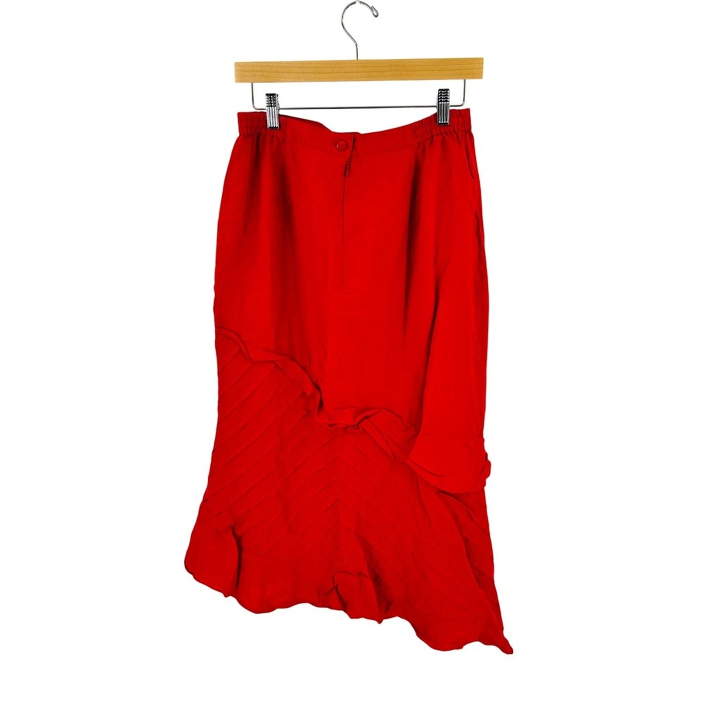 Vintage J.Song Collection 100% Linen Red Asymmetric Midi Skirt Red Size 12 Boho