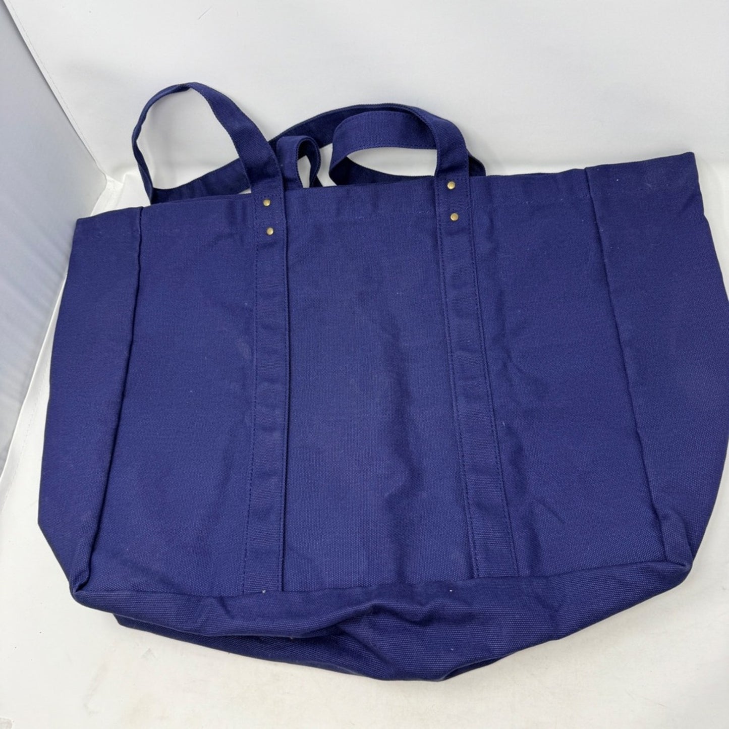 Harp + Ra Large Canvas Tote Bag Navy Blue Multi Pocket Travel Work Bag