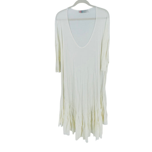 Free People Beach Ivory Soft Lightweight Flowy Midi Dress Size XS Boho Coastal