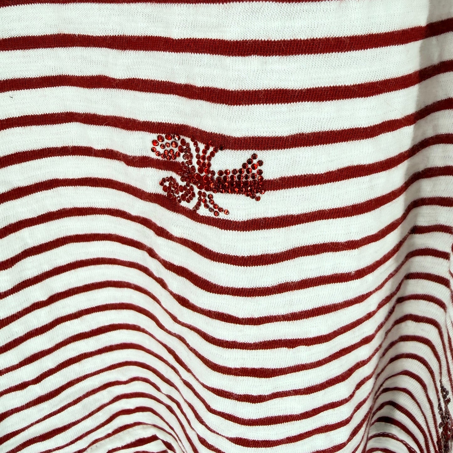 Jane & Delancey Lobster Stripe Tee Red White Large Coastal Americana