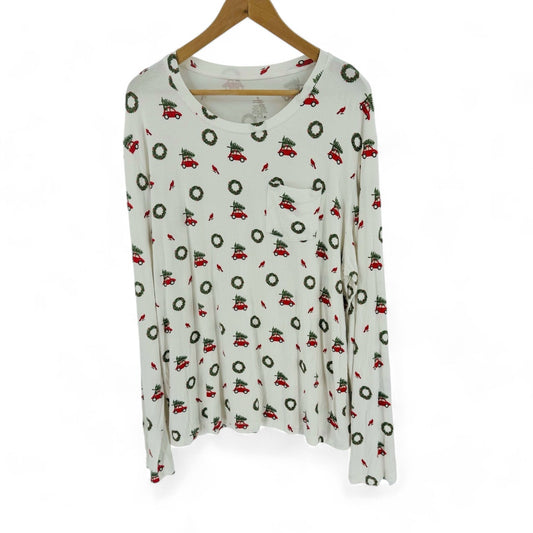 Kyte Living Bamboo Christmas Pajama Top Holiday Print Cars & Wreaths Size XL