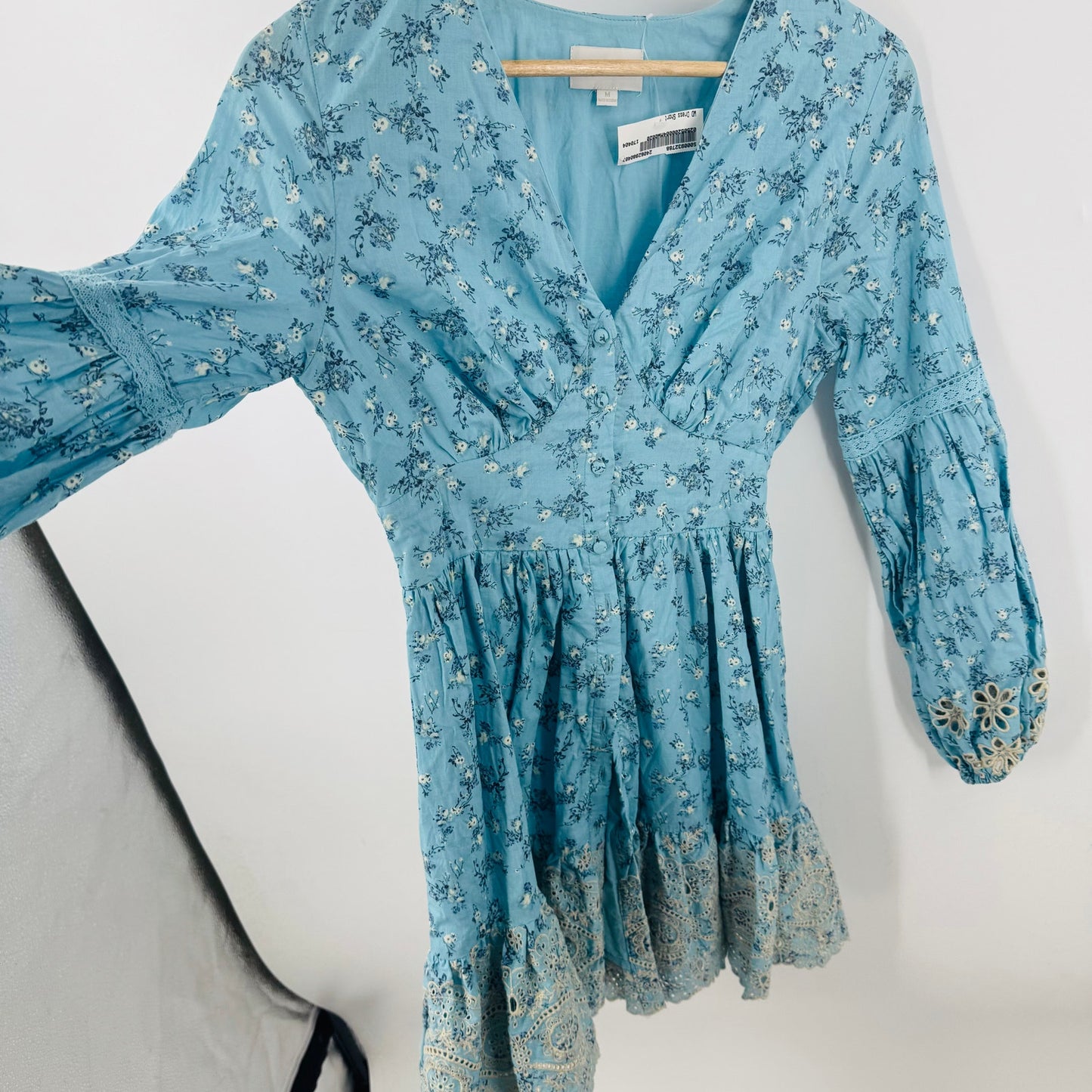Anthropologie A Collective Story Smocked Floral Babydoll Dress Long Sleeve Sz M