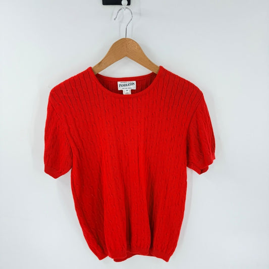 Vintage Pendleton Red Cable Knit Sweater Medium Made in USA Classic Preppy
