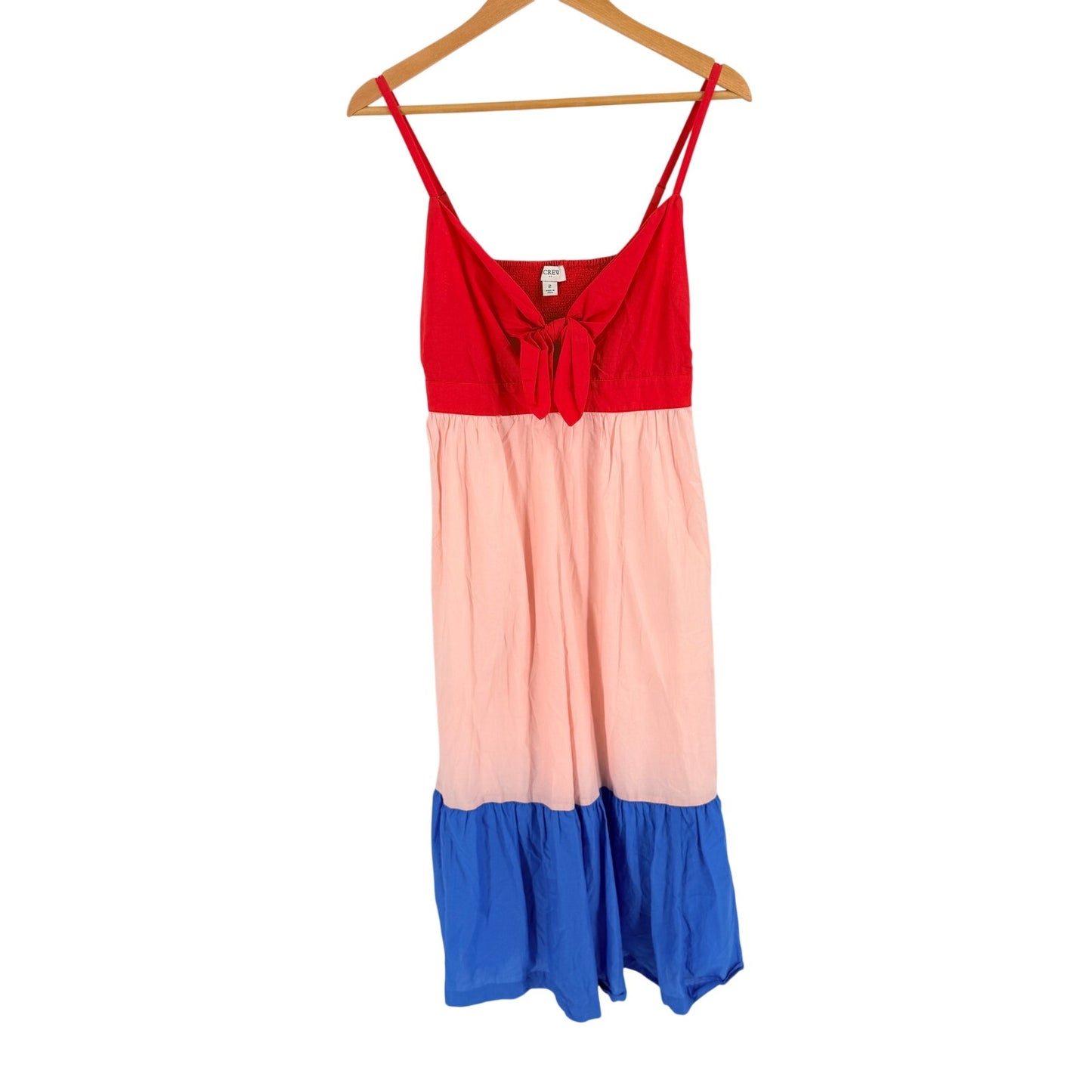 J. Crew Factory Colorblock Maxi Dress Red Pink Blue Size 2 Coastal Americana