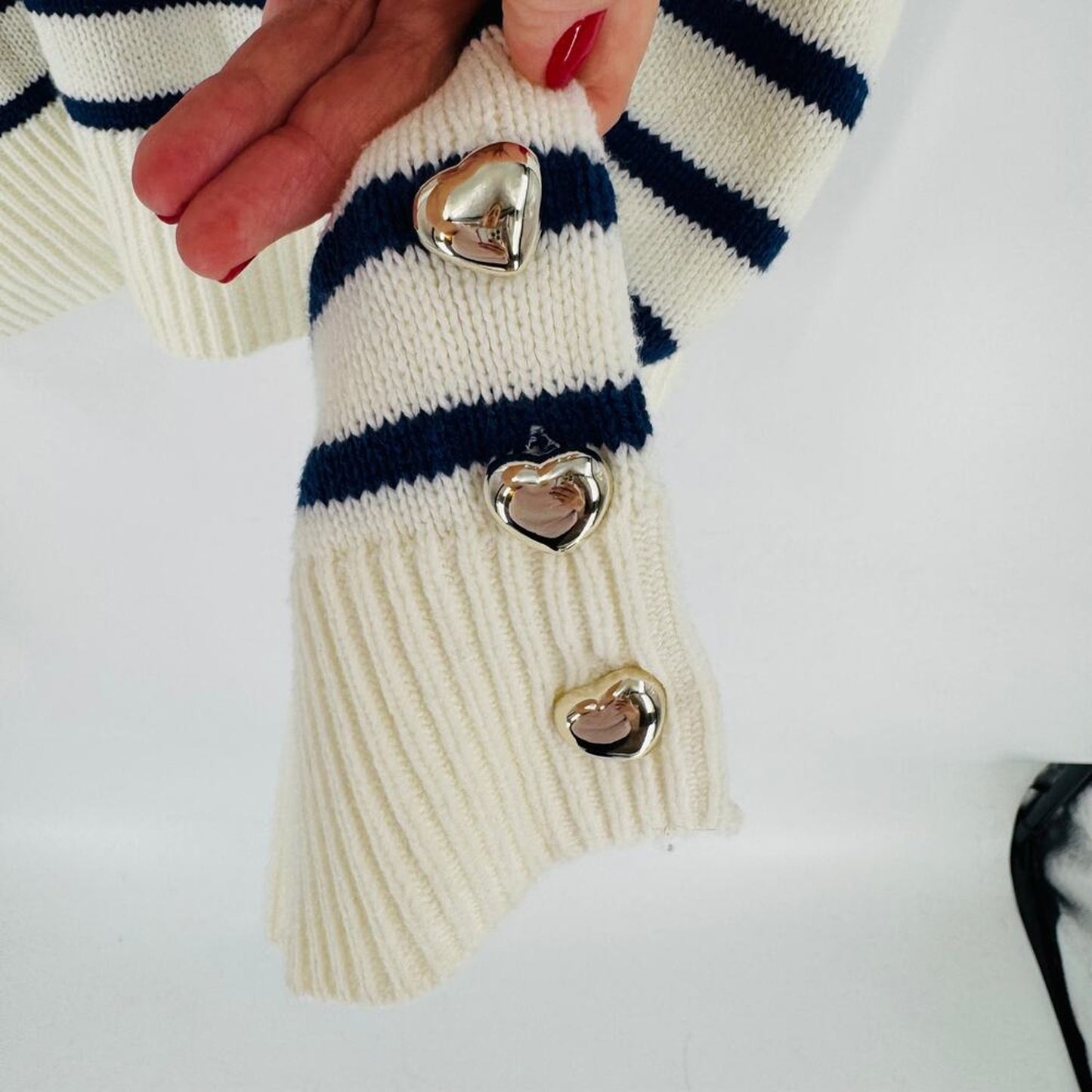 Kerri Rosenthal XOKR Striped Pullover Sweater Embroidered Nautical Size M Medium