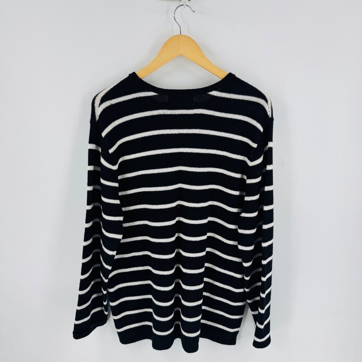 Vintage Embroidered Striped Sailboat Sweater Black Size 1X‎ Nautical Coastal