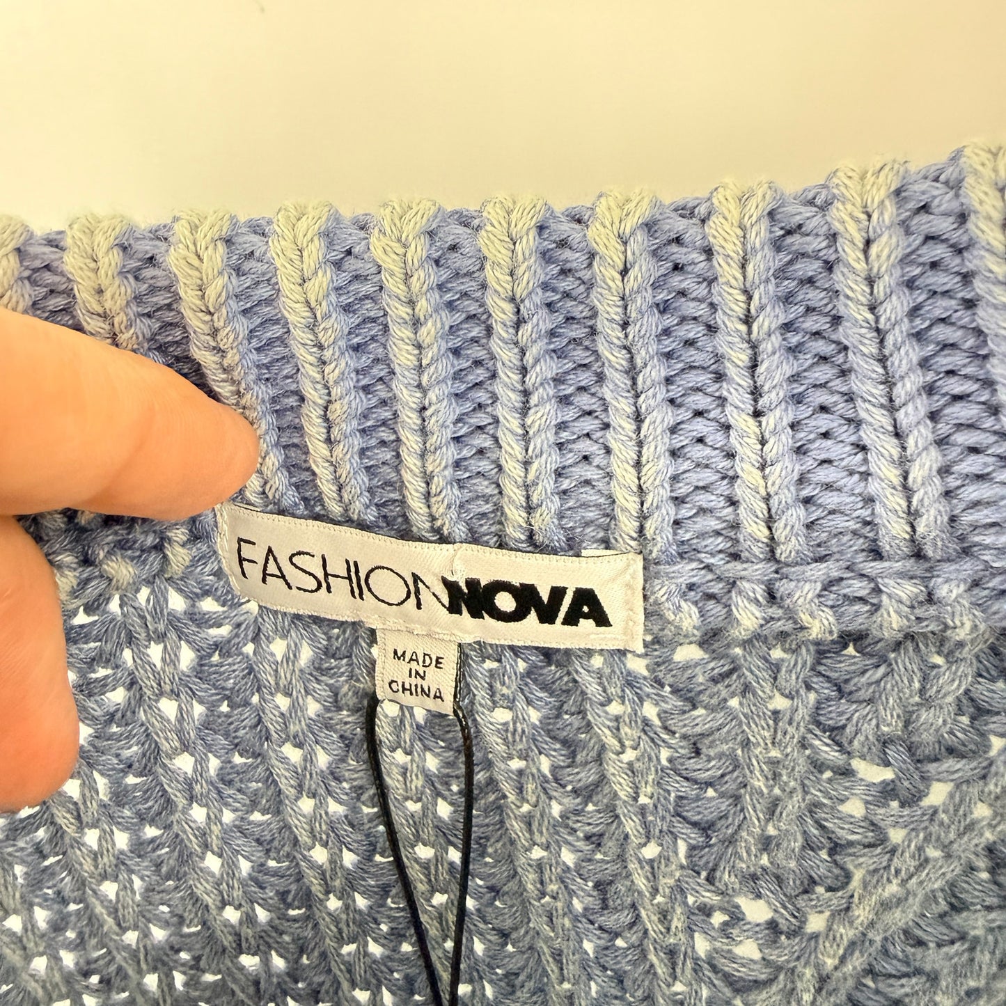 Fashion Nova Cable Knit Sweater Vest Blue White 2X NWT Coastal Preppy