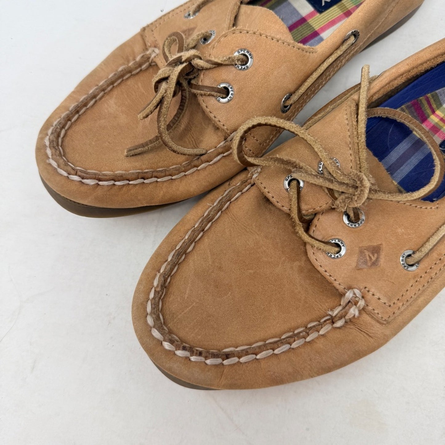 Sperry Authentic Original Leather Boat Shoes Tan 2 Eye Moc Toe Womens 7.5W