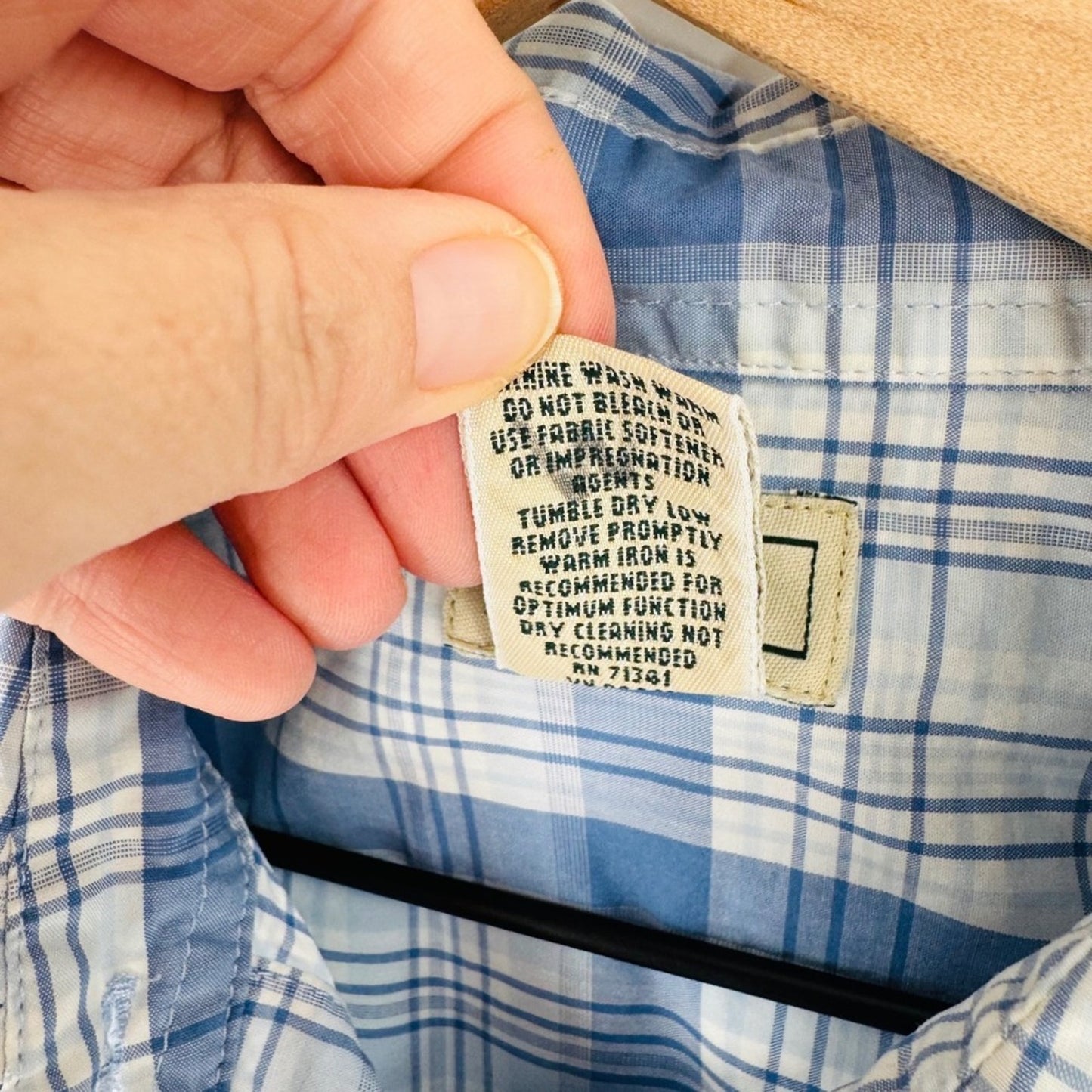 L.L. Bean Blue White Plaid Cotton Button Down Shirt Size M Coastal Heritage