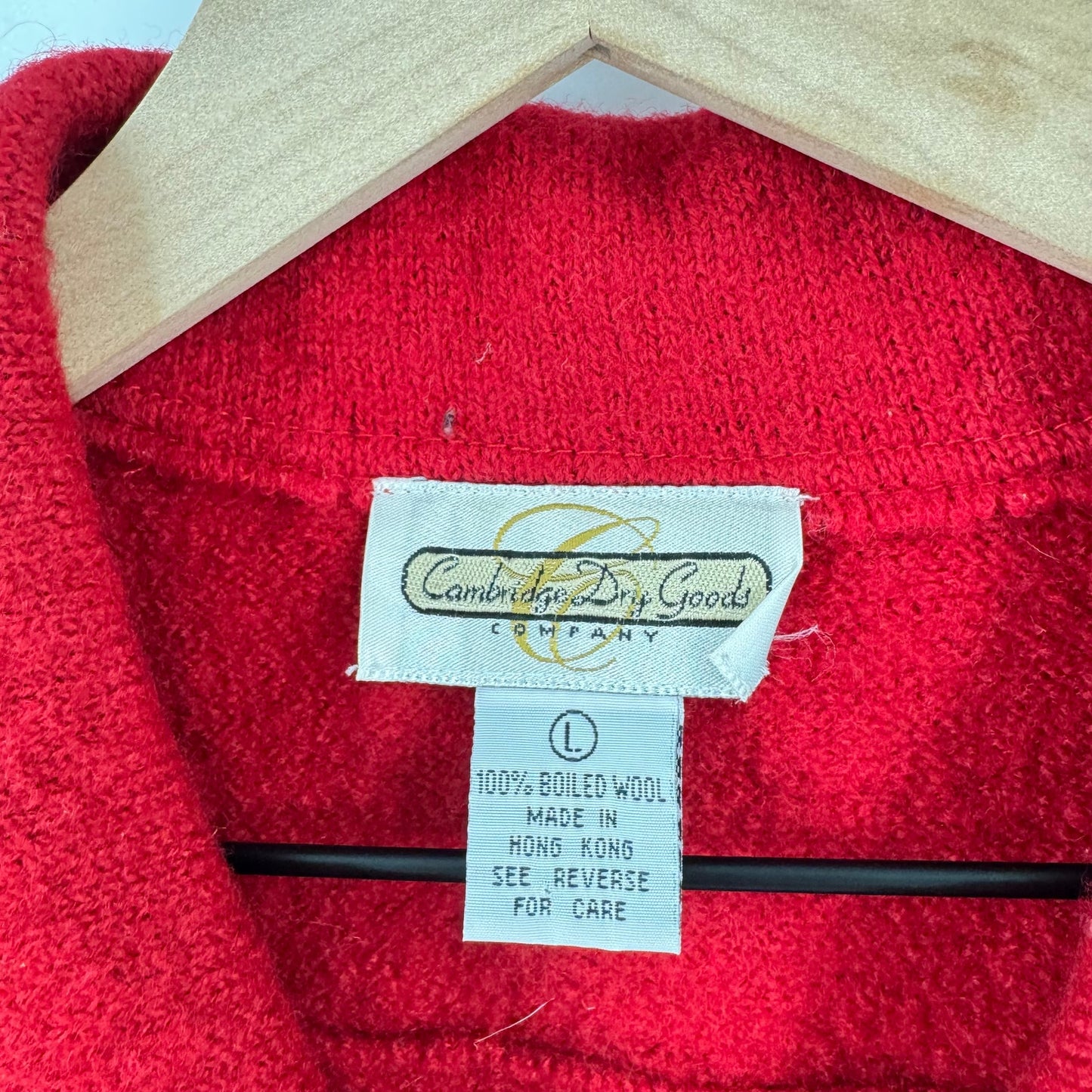 Vintage Cambridge Dry Goods Red Boiled Wool Vest Embroidered Trim Size Large