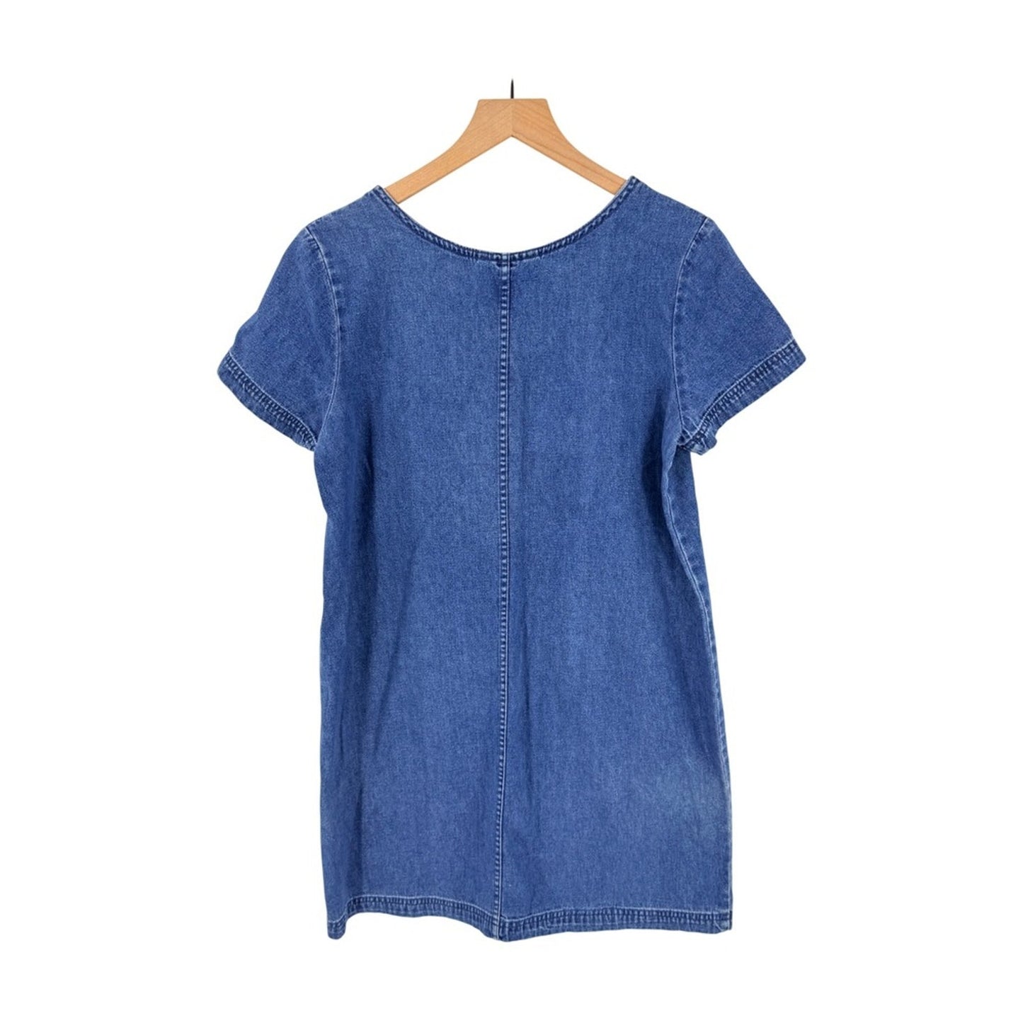 Vintage 90s Denim Mini Dress 8P 100% Cotton Heritage Coastal Granola Y2K Retro