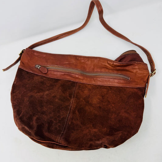 Bil Dorf Brown Leather Suede Hobo Shoulder Bag Purse