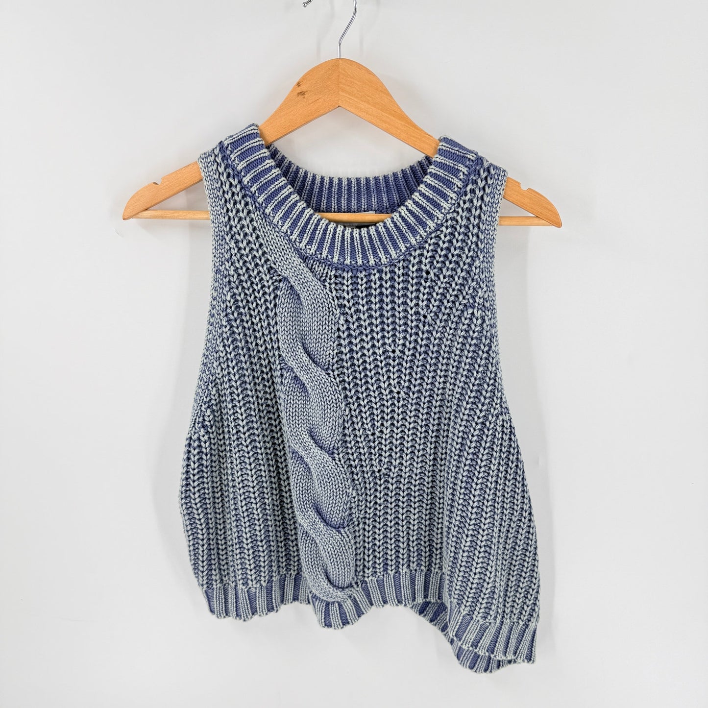 Fashion Nova Cable Knit Sweater Vest Blue White 2X NWT Coastal Preppy