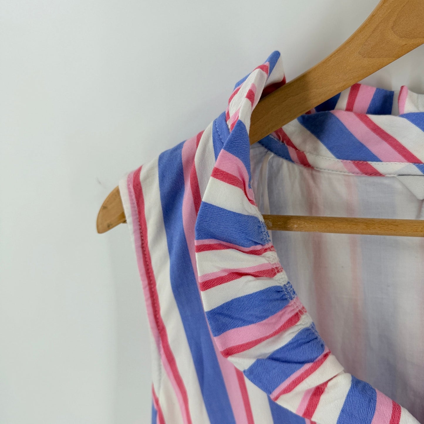 Crown & Ivy Striped Shift Dress Pink Blue White Large Pockets Coastal