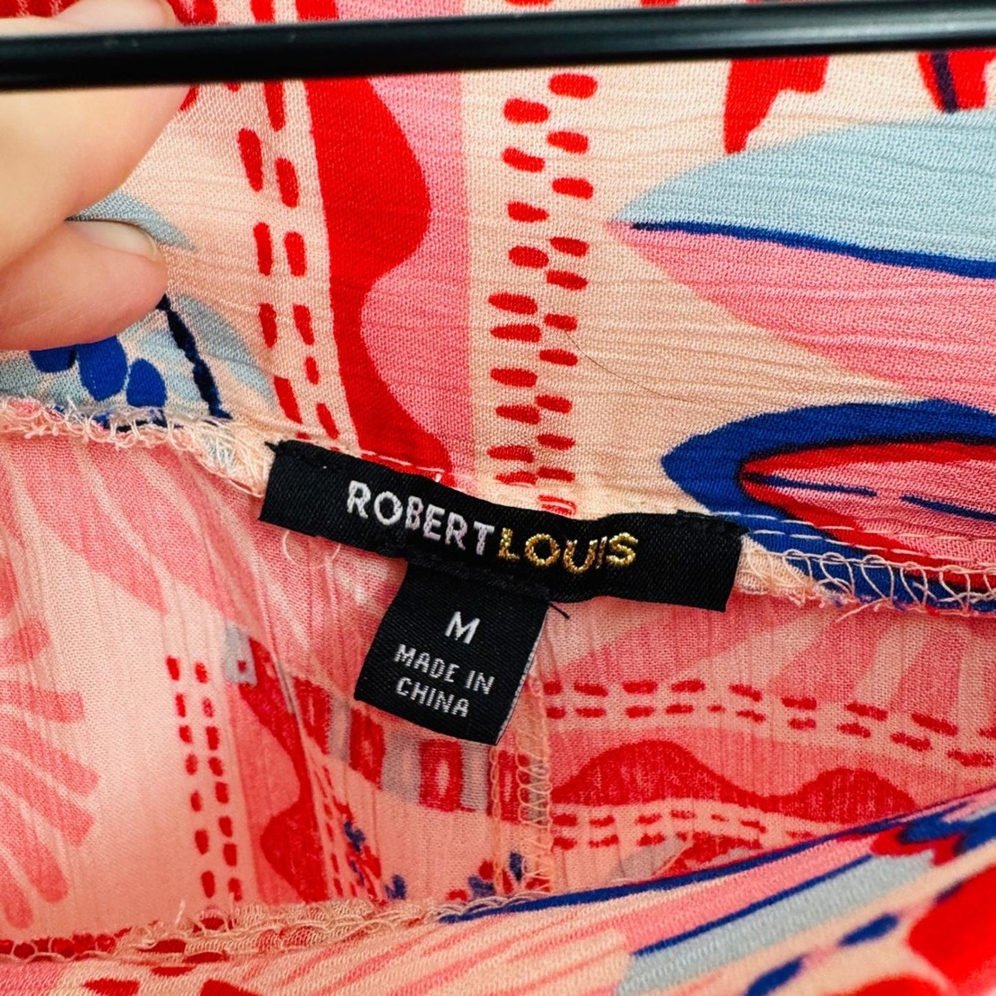 Robert Louis Shorts Elastic Waist Pull On Tie Front Rayon Printed Pattern Size M