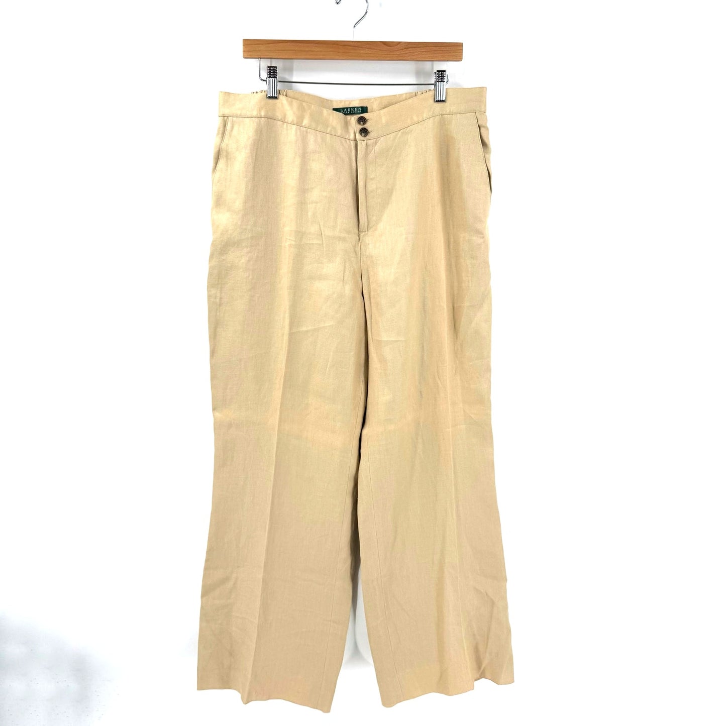 Lauren Ralph Lauren Women’s 16W Beige Linen Blend Wide Leg Pants