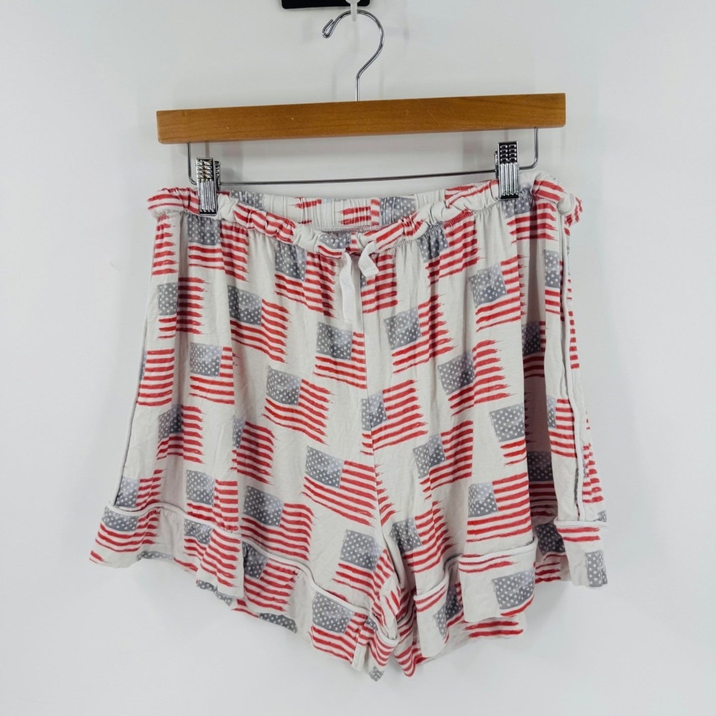 Little Pajama‎ Co. American Flag Sleepwear Set Button Top Shorts XXL Bamboo