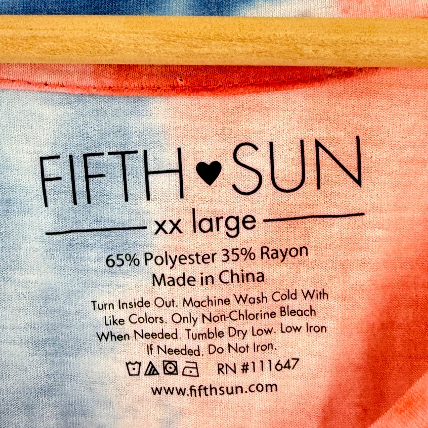 Fifth Sun Tie Front Tee Red White Blue Tie Dye XXL Americana Summer