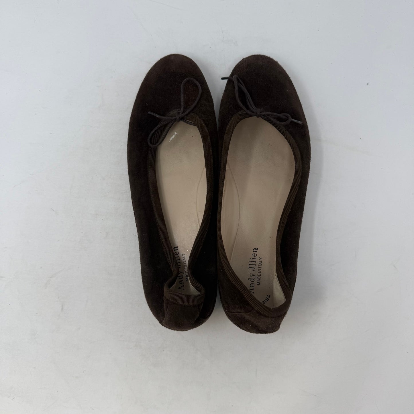 Andy Julien Ballet Flats Women’s Size 38.5 Brown Suede Round Toe Slip On Shoes