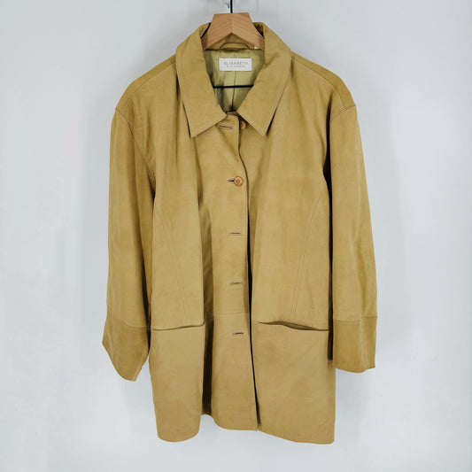 Elisabeth by Liz Claiborne Vintage Leather Long Coat Jacket 100% Leather Size 24
