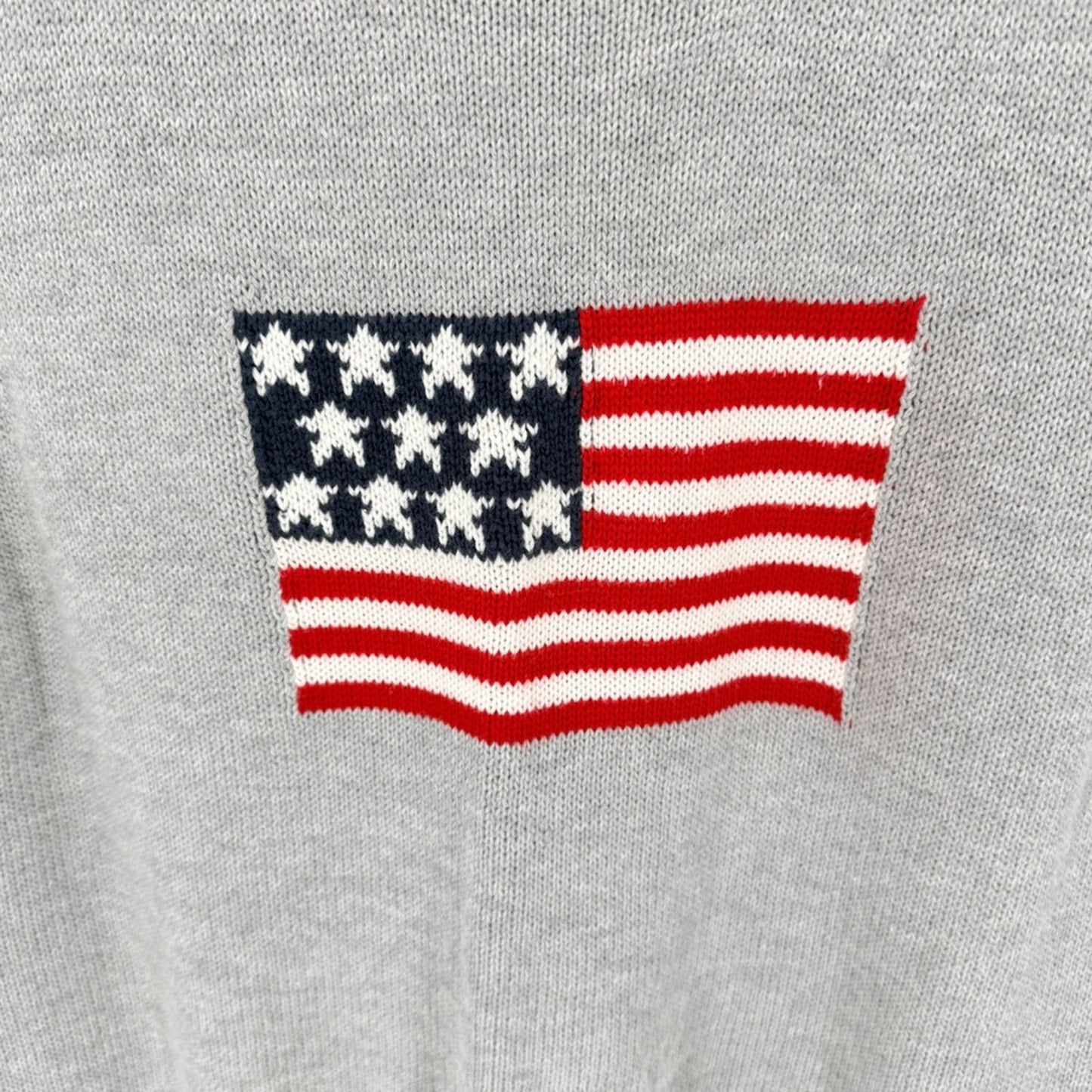 Le Lis Sweater Vest Grey Large American Flag Knit Sleeveless Patriotic Preppy