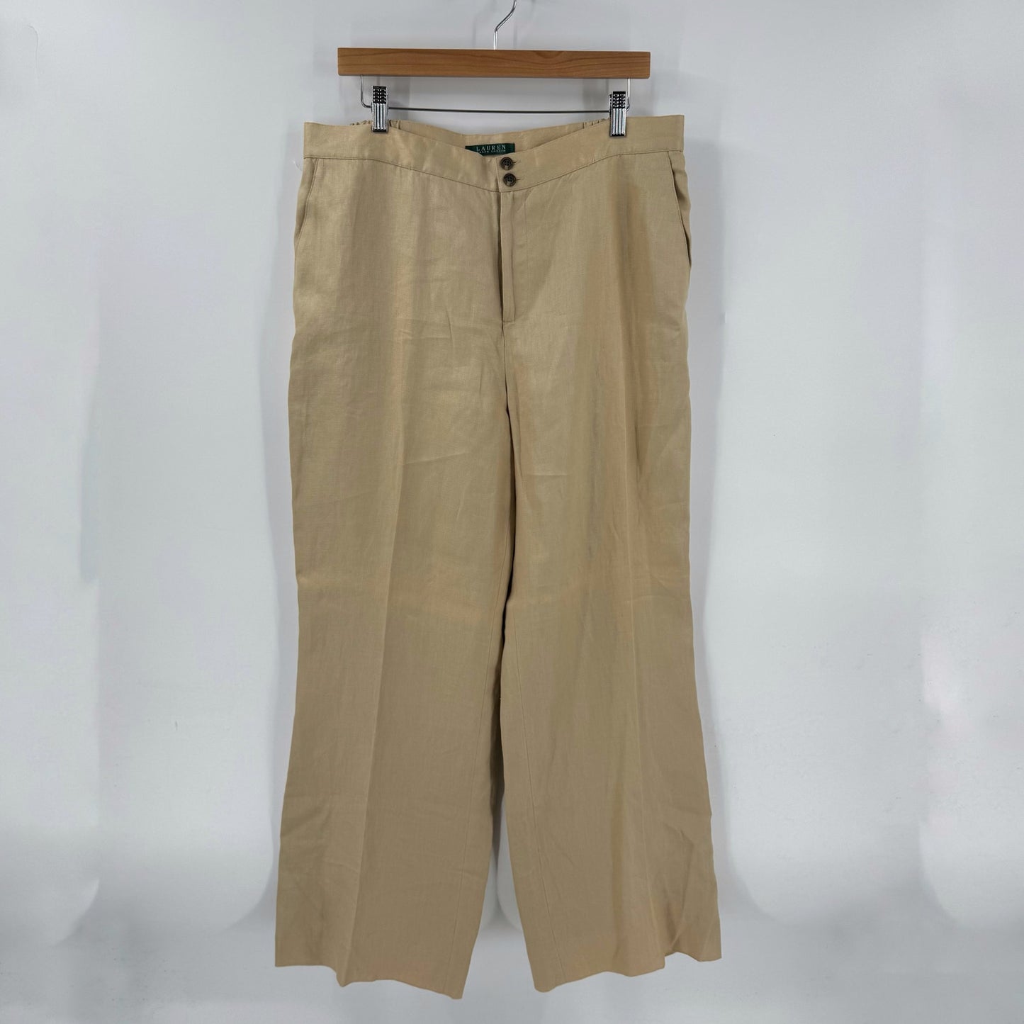 Lauren Ralph Lauren Women’s 16W Beige Linen Blend Wide Leg Pants