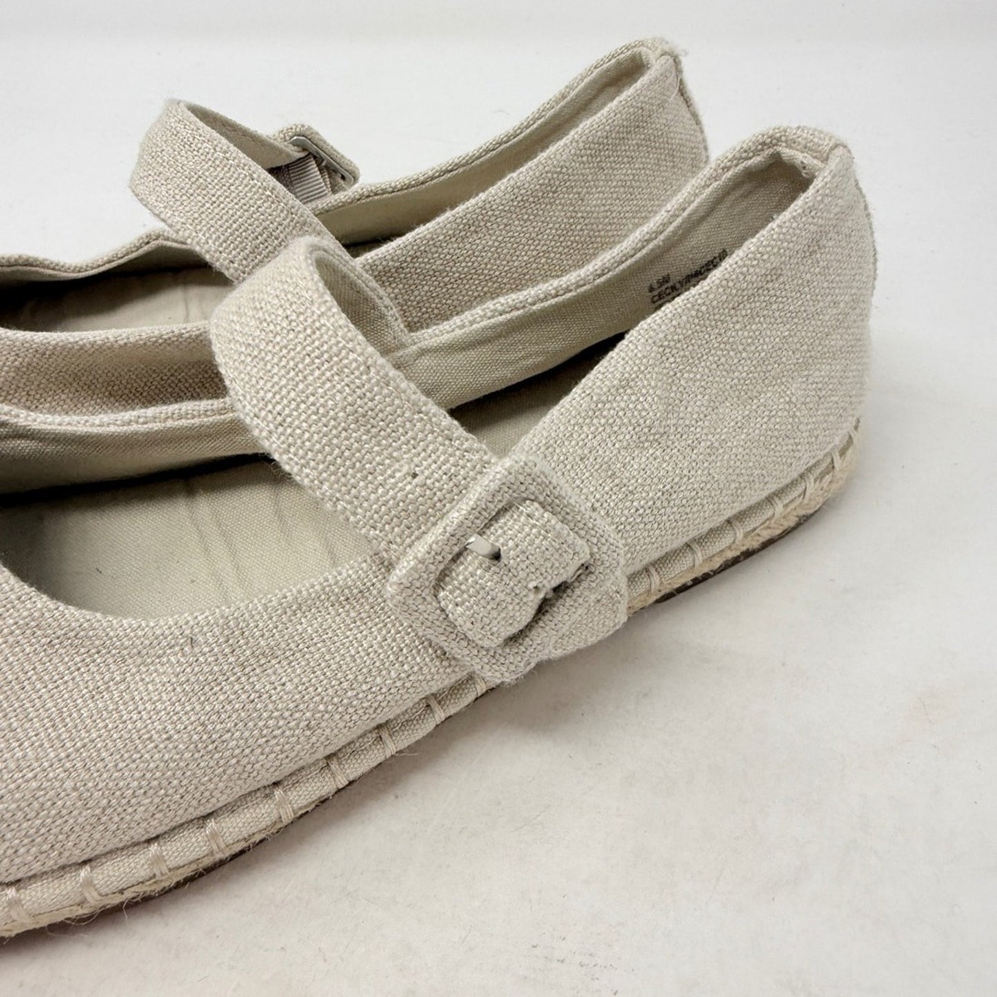Haute Hippie Oatmeal Cecily Mary Jane Espadrille Flats‎ Canvas Size 8.5 Boho