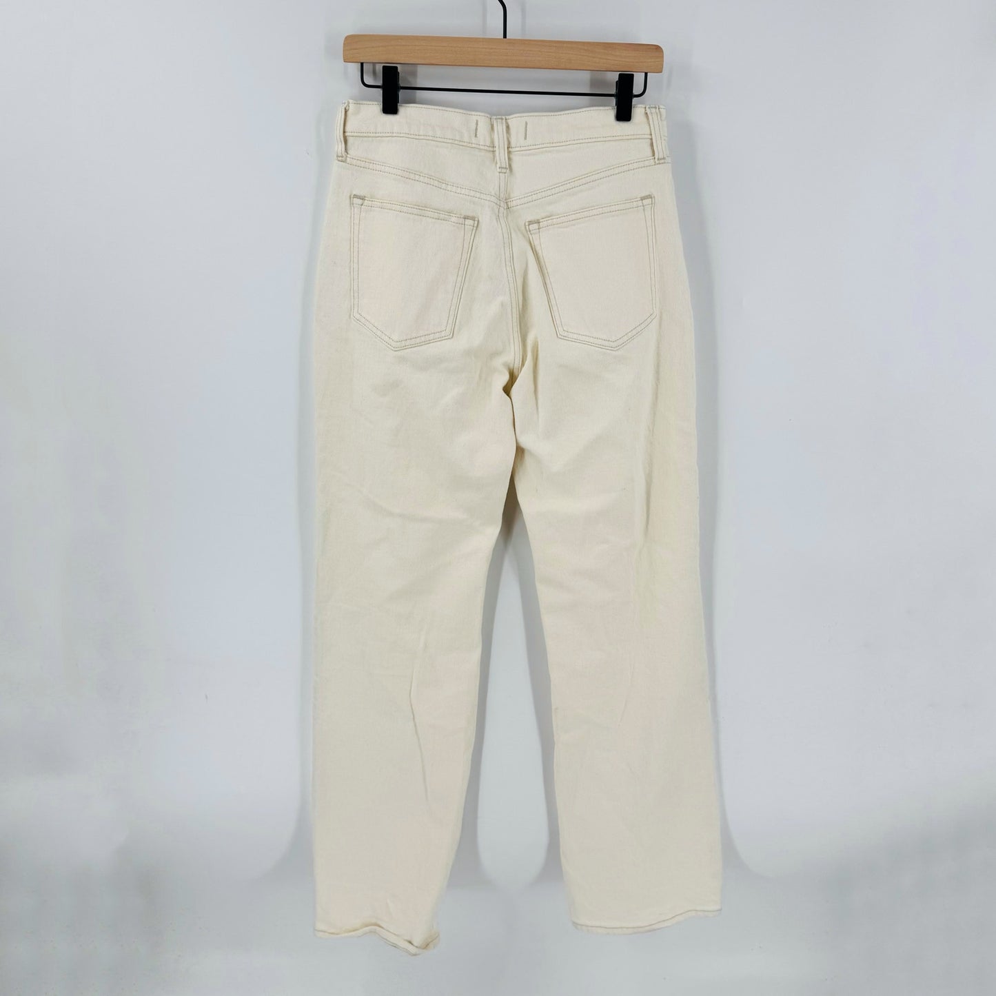 Abercrombie & Fitch Baggy High Rise Jeans Cream White Size 2 Clean Neutral