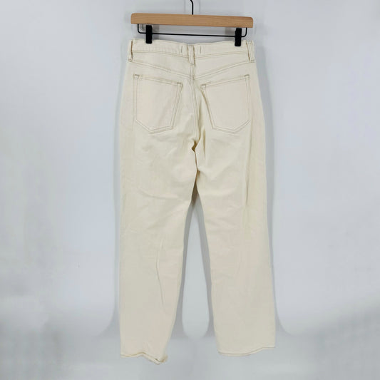 Abercrombie & Fitch Baggy High Rise Jeans Cream White Size 2 Clean Neutral