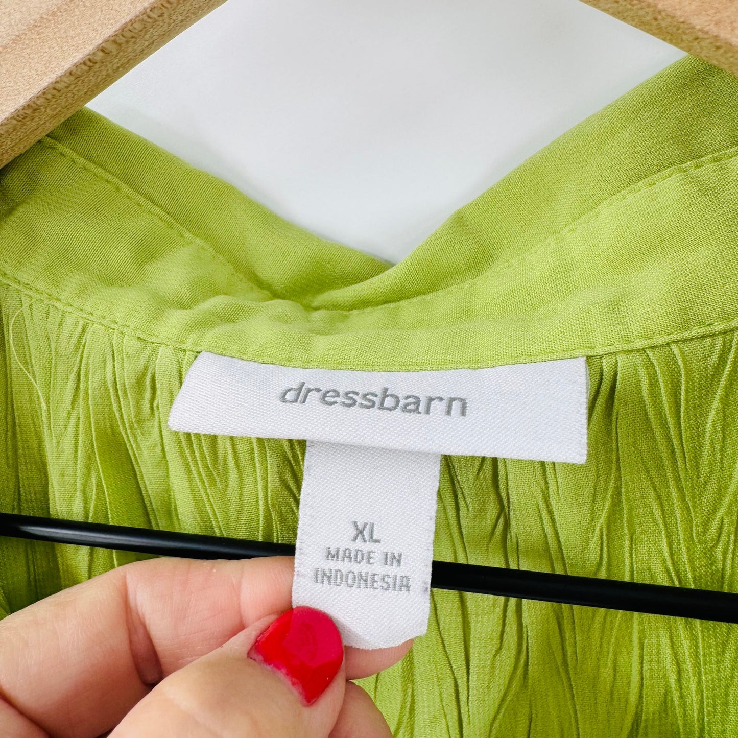 Vintage Dressbarn Green Crinkle Textured Short Sleeve Button Front Top XL