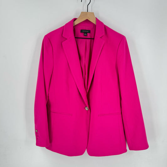 Ann Taylor Hutton Blazer Hot Pink Single Button Notched Lapel Lined Size 14