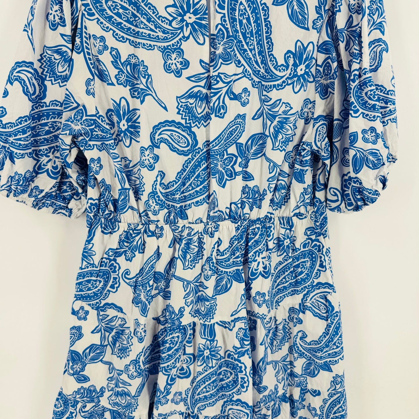 Melloday Paisley Floral Puff Sleeve Mini Dress Elegant Vacation Size XL