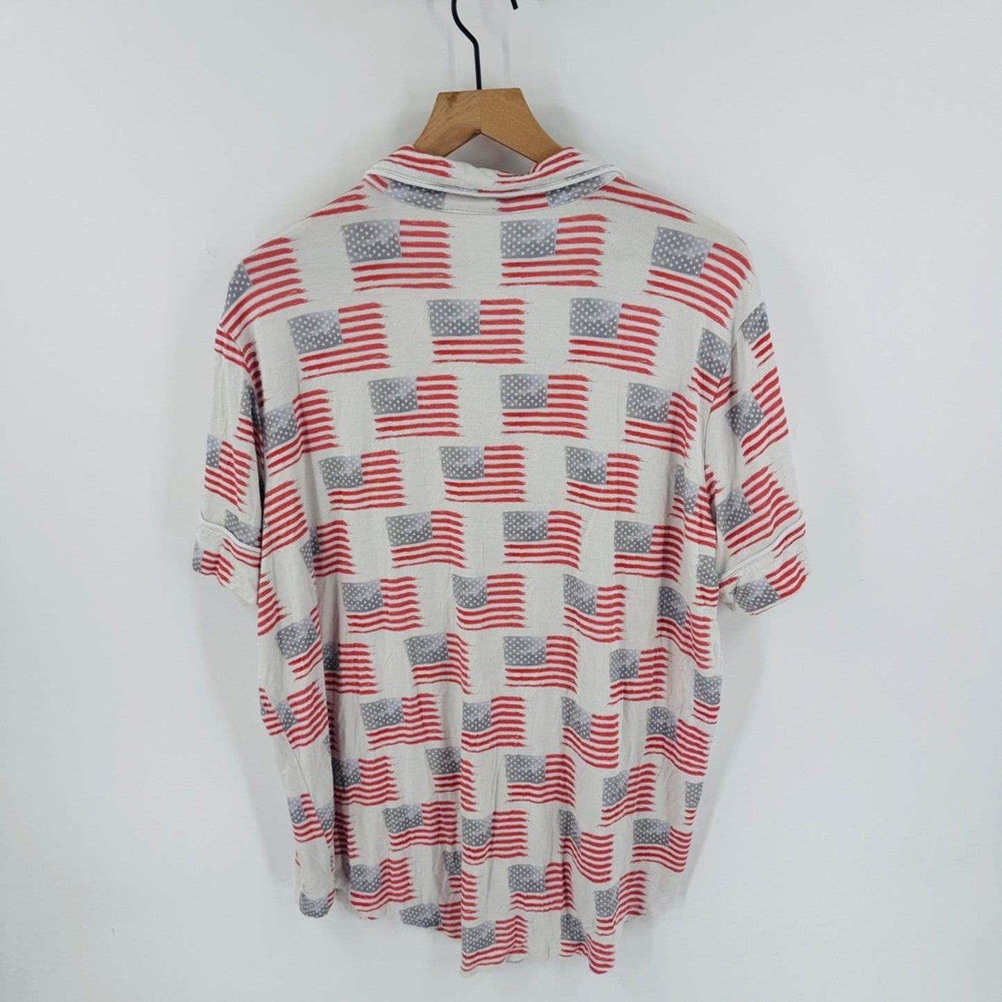 Little Pajama‎ Co. American Flag Sleepwear Set Button Top Shorts XXL Bamboo