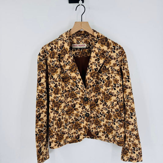 Free People Floral Blazer S‎ Oversized Boho Cottagecore Statement Jacket