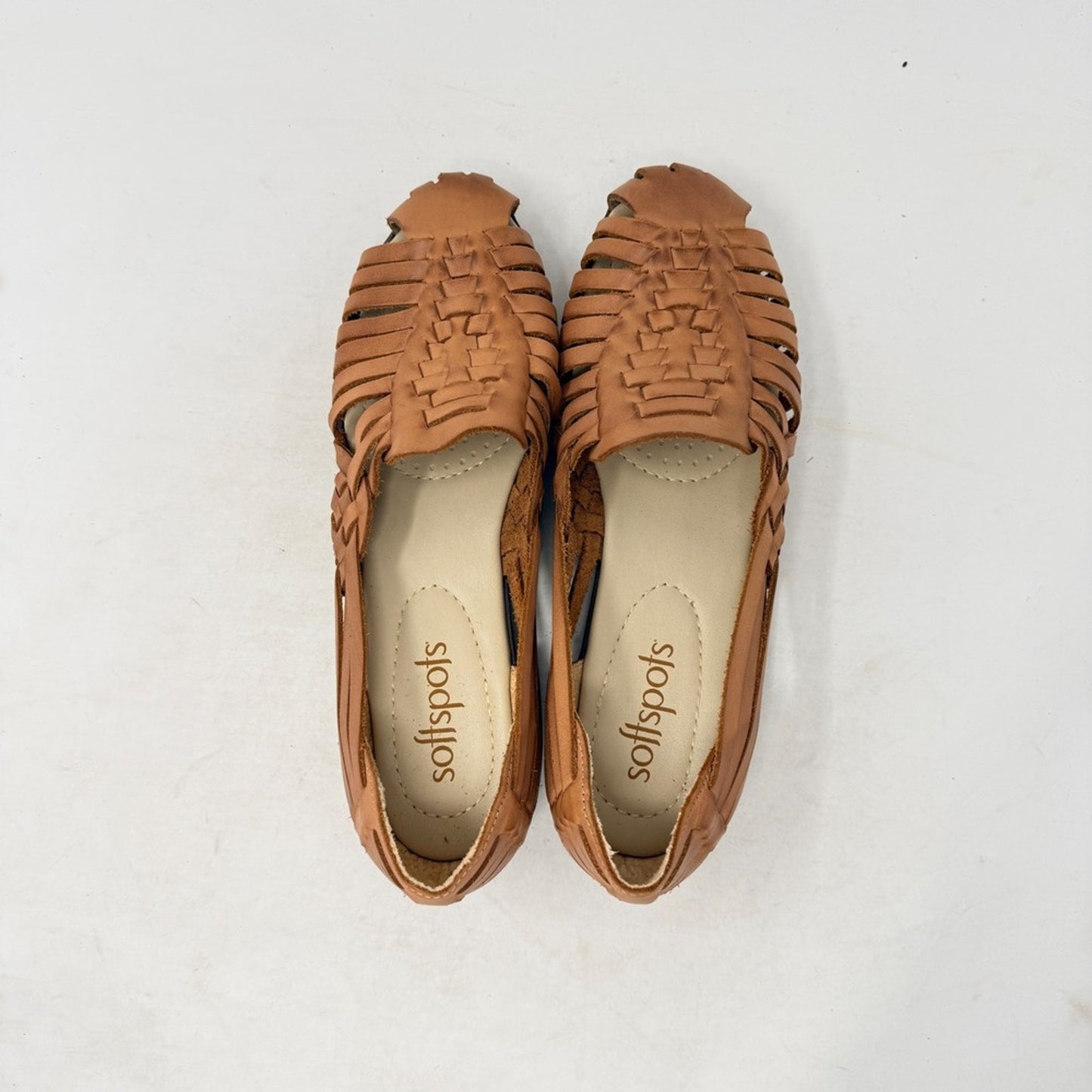 Softspots Comfortiva Trinidad Brown Leather Huarache Woven Sandals Size 10