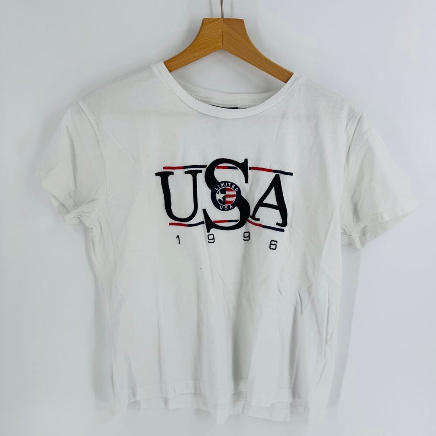 Vintage 90s Limited USA 1996 Graphic Tee White XL Embroidered Cotton T-Shirt‎