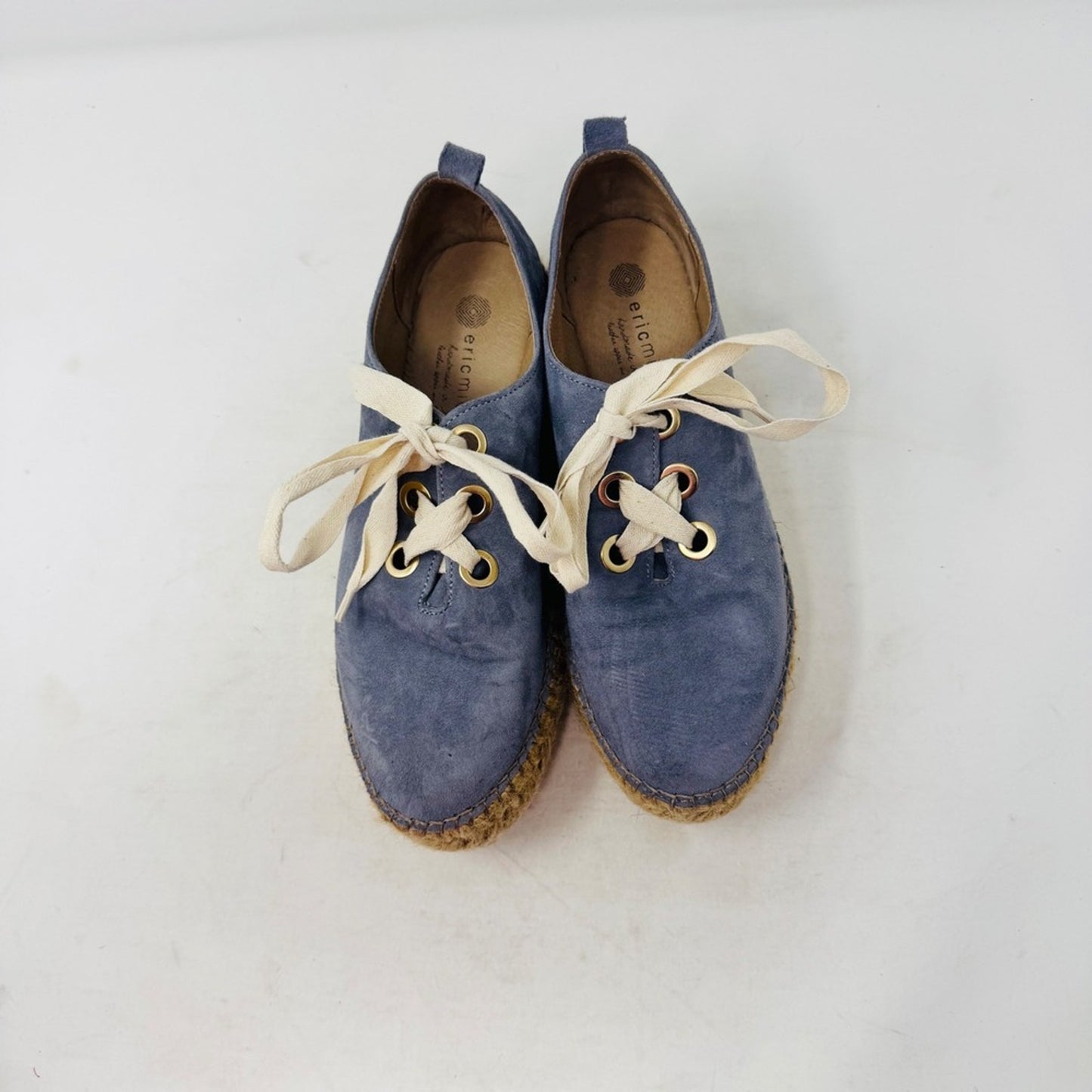 Eric Michael Blue Suede Espadrille Sneakers EU 38 Platform Spain Boho Coastal