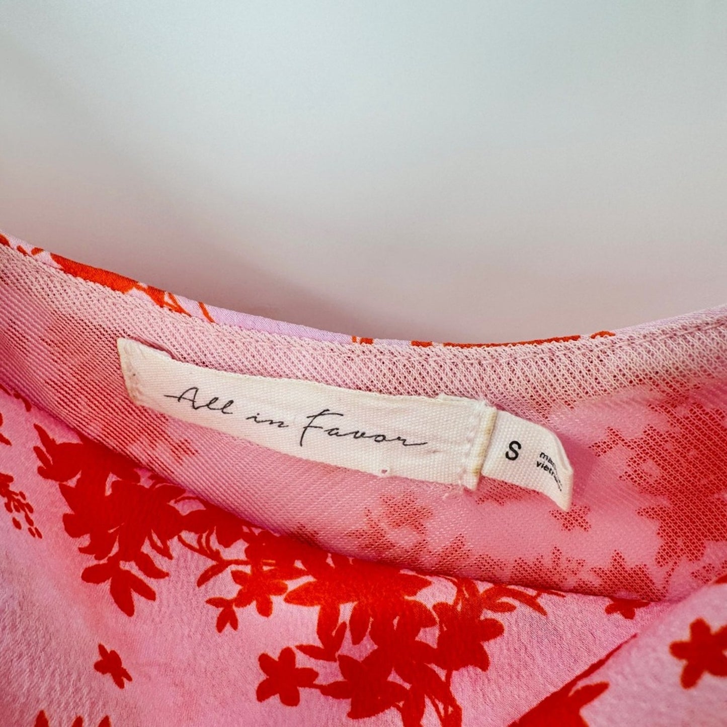 All In Favor Midi Dress Slip Cowl Neck Floral Pink Red Spaghetti Strap Size S