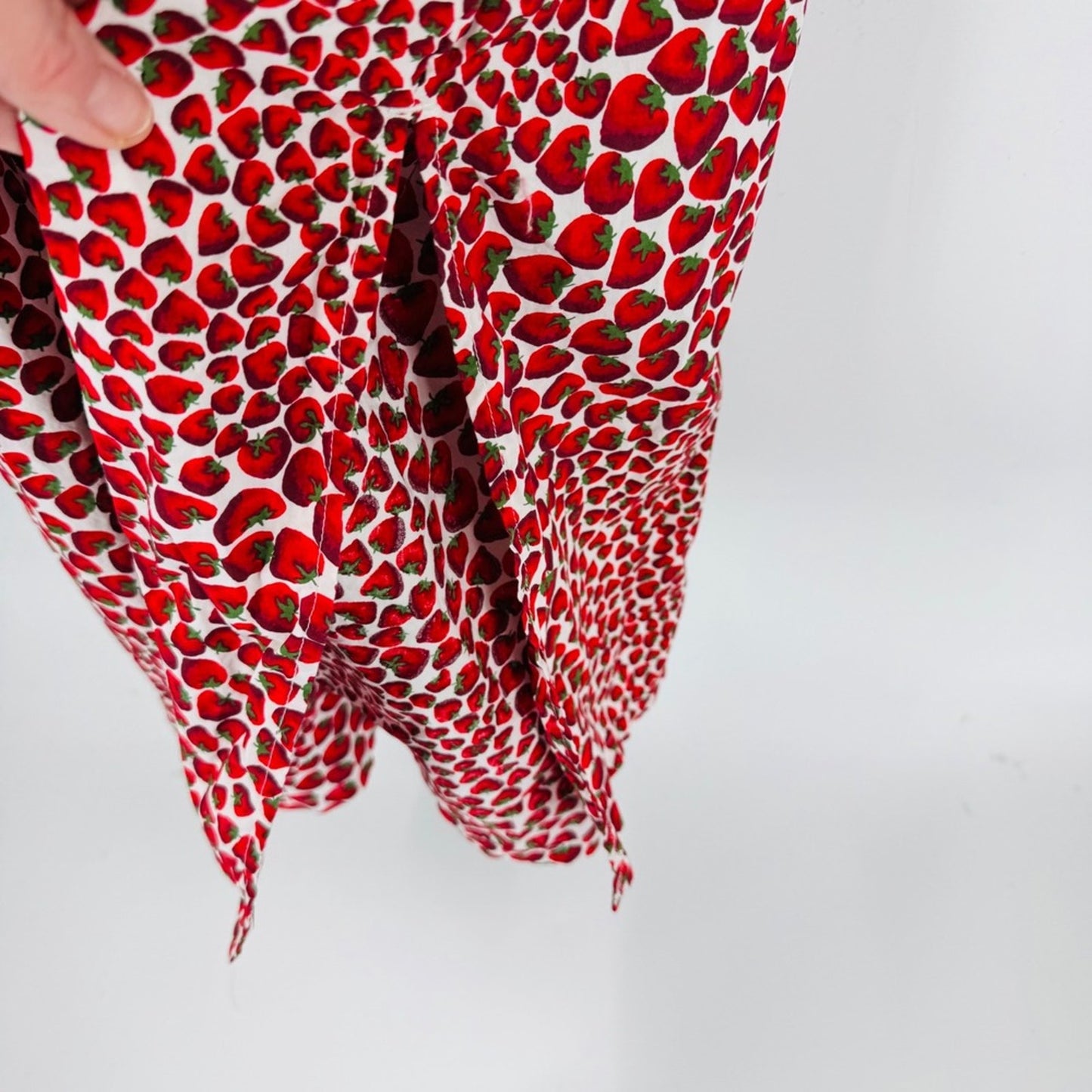 J. Crew Strawberry Print Smocked Midi Dress Size XL Whimsical Summer Fruit Print