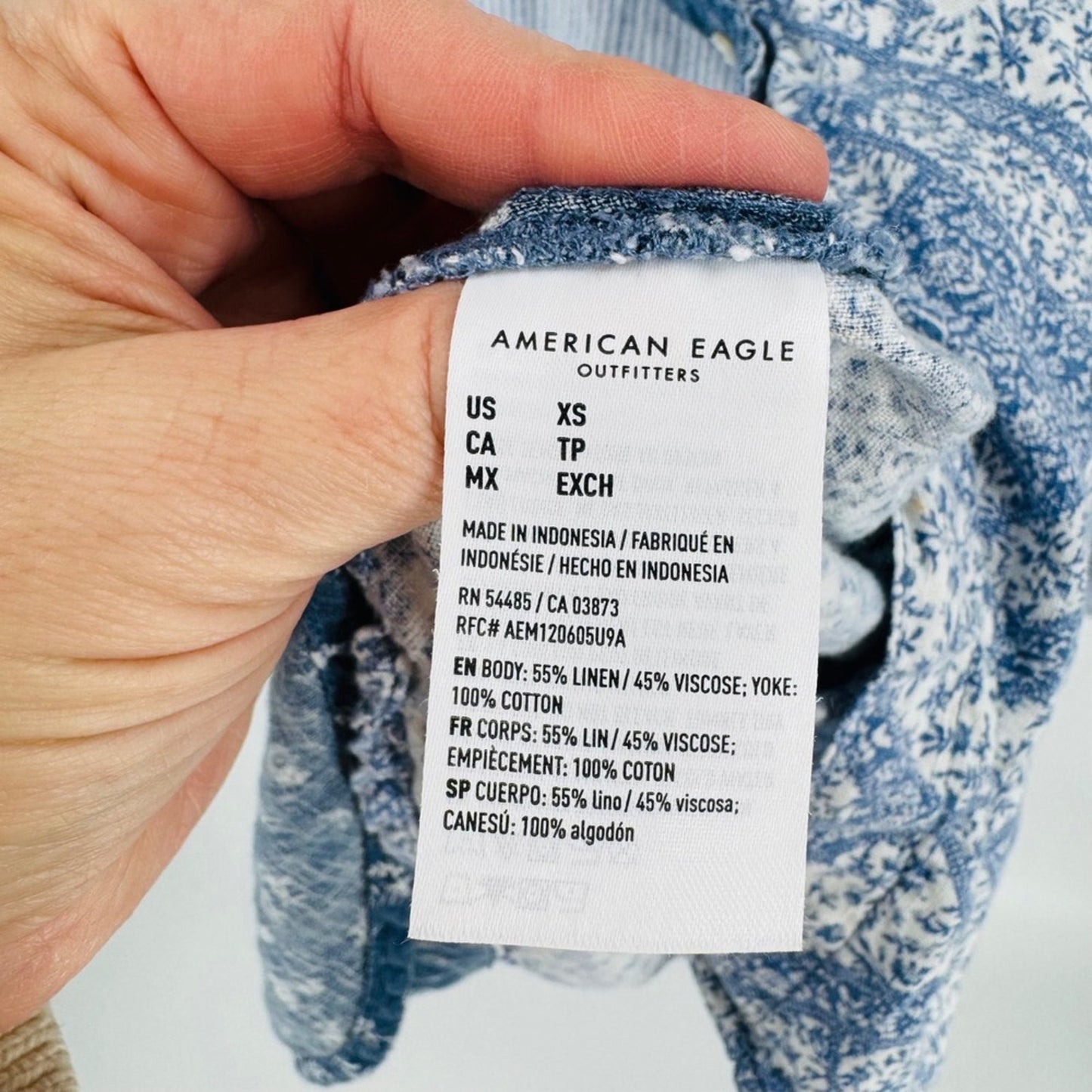 American Eagle Patchwork Linen Blend  Shirt Size XS Oversized Coastal Cowgirl