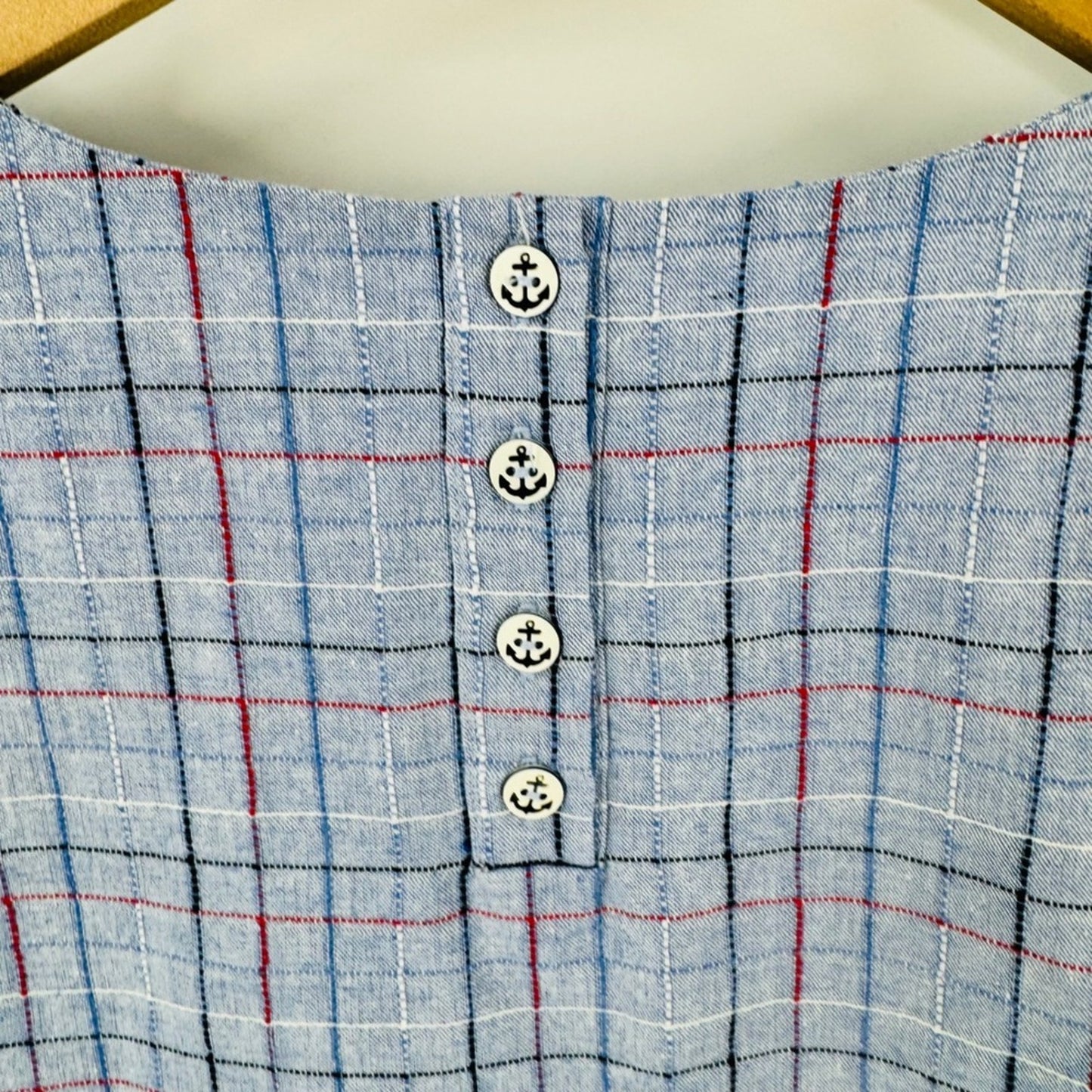 Modcloth Sleeveless Top Blue Plaid Size M Coastal Preppy Nautical Americana