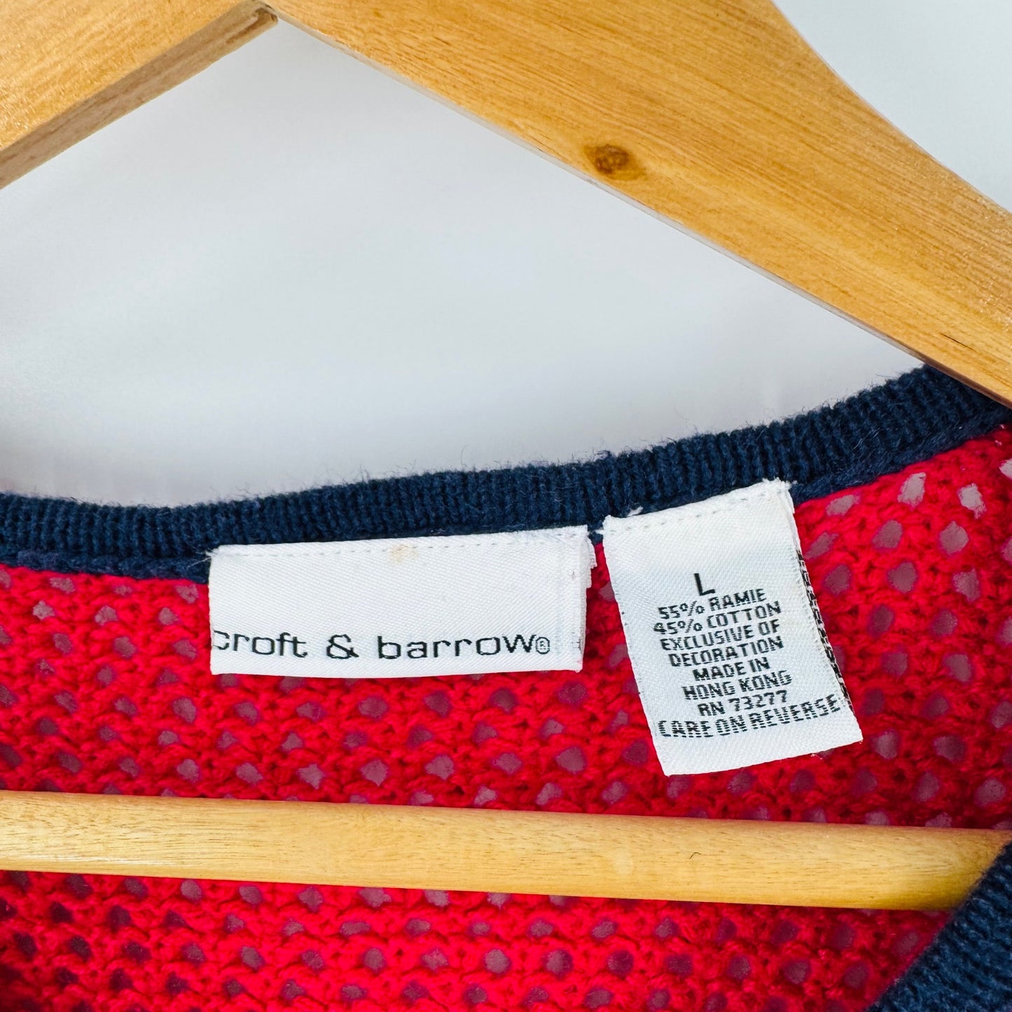 Vintage Croft & Barrow American Flag Knit Sweater Red Patriotic USA Size Large