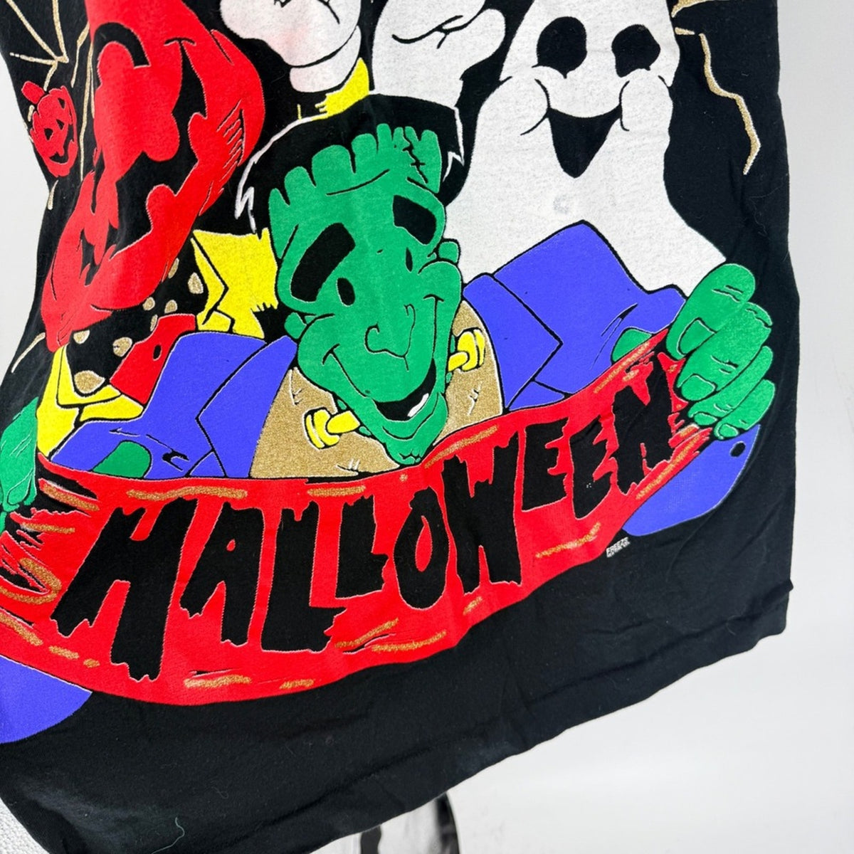 Vintage 90s Single Stitch T-Shirt Freeze Halloween Black XL 1996 Graphic Glitter