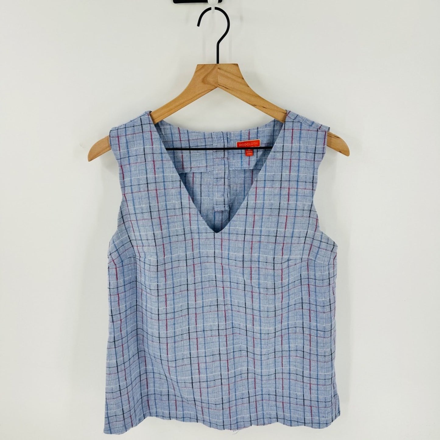 Modcloth Sleeveless Top Blue Plaid Size M Coastal Preppy Nautical Americana