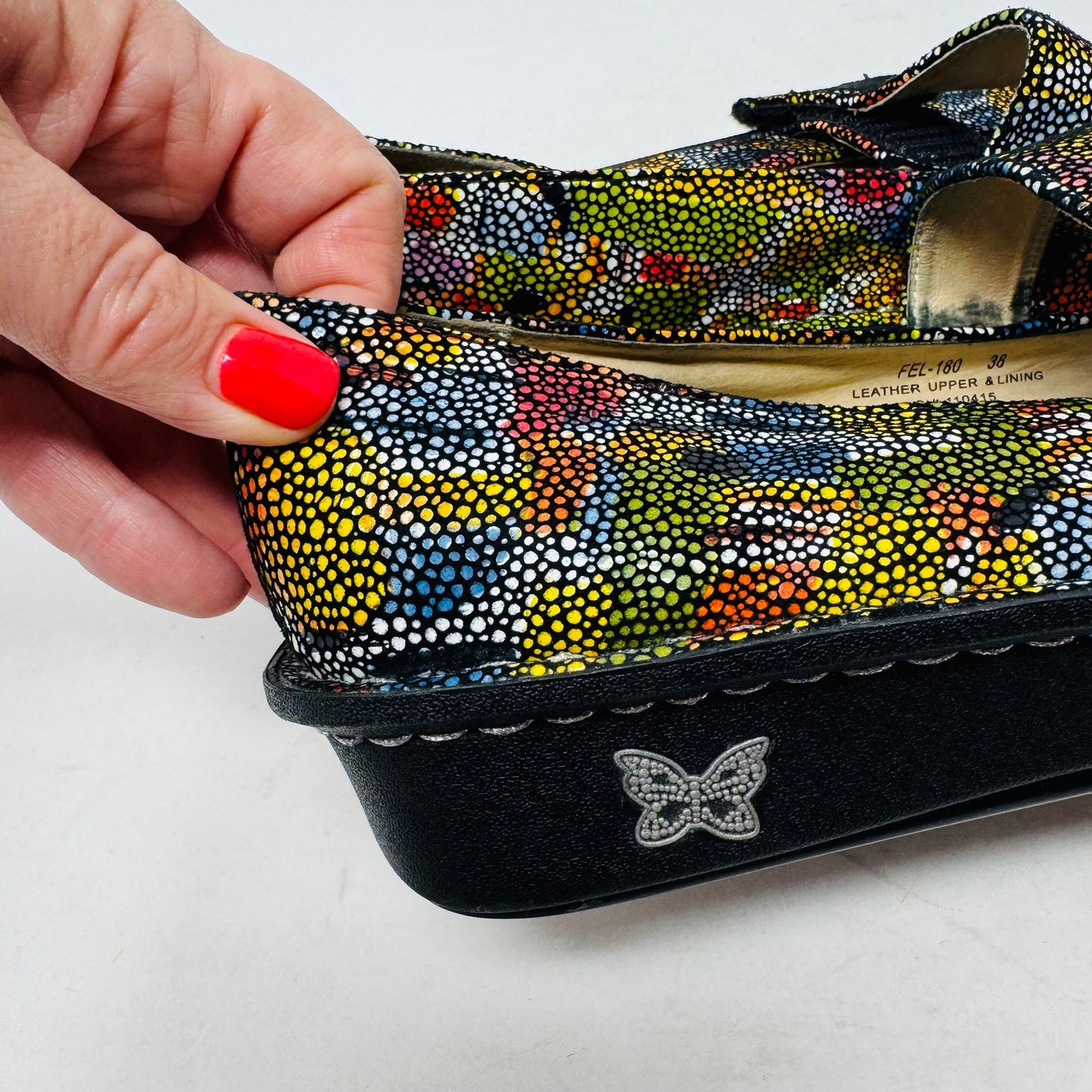 Alegria Feliz Mary Jane Flats Multicolor Comfort Leather Shoes Size 38