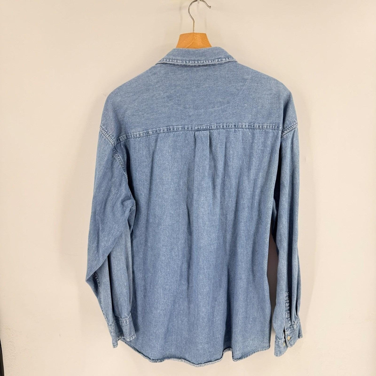 Vintage 90s Haggar Denim Shirt Embroidered Candy Chambray Blue XL Halloween